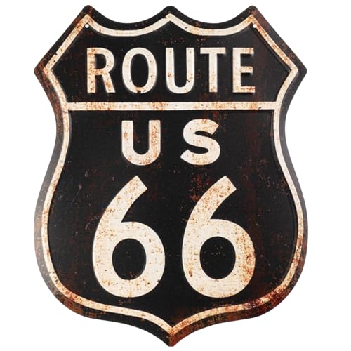 Moritz Blechschild 40 x 50 cm Route 66 US Straßenschild schwarz Deko Metallschild Retro Vintage Retro Sprüche lustig von Moritz