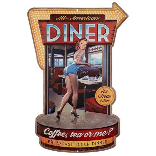 Moritz Blechschild 41 x 60 cm American Diner Amerika USA Frau Retro Coffee Deko Metallschild Vintage Sprüche Lustig von Moritz