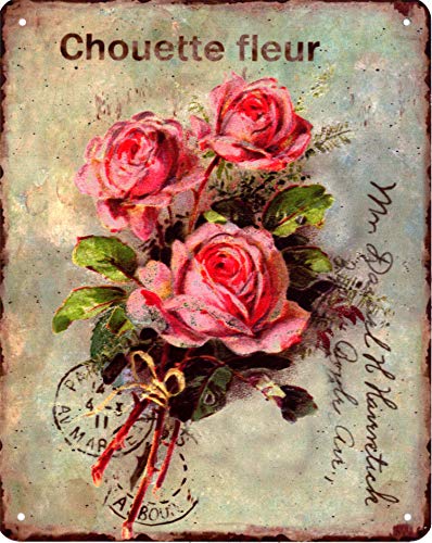 Blechschild Chouette fleur Rosen 20 x 25 cm Deko Schild mit Aufdruck Aufschrift von Moritz
