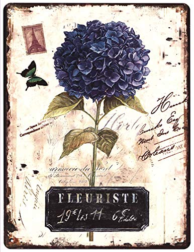 Blechschild Fleuriste Lila Blume 25 x 33 cm Deko Schild mit Aufdruck Aufschrift von Moritz