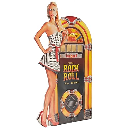 Moritz Blechschild Rock & Roll Musikbox 36 x 60 Vintage Retro Nostalgie Metall Dekoration geprägt Blechschilder Metallschild von Moritz