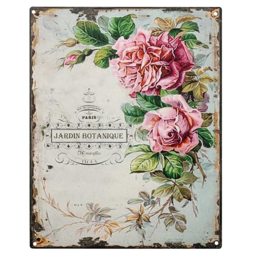 Blechschild Rose Jardin Botanique 20 x 25 cm Deko Schild mit Aufdruck Aufschrift von Moritz