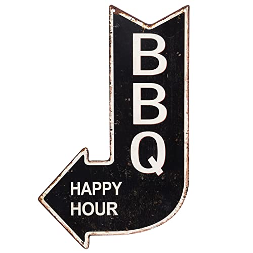 Moritz Blechschild Schild Enter BBQ Happy Hour Antik-Stil Ausgang Pfeil Dekoschild Retro Nostalgie Wegweiser 40x25cm von Moritz