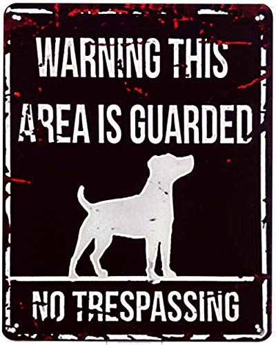 Blechschild Warning this Area is guarded Dog 20 x 25 cm Deko Schild mit Aufdruck Aufschrift von Moritz