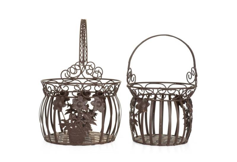 Moritz Blumentopf (nV) Pflanzkörbe Metall 2er Set braun CB-17-BR, Blumentopf Pflanzkorb Pflanzkübel Pflanzenampel Gartendeko Hängekorb von Moritz