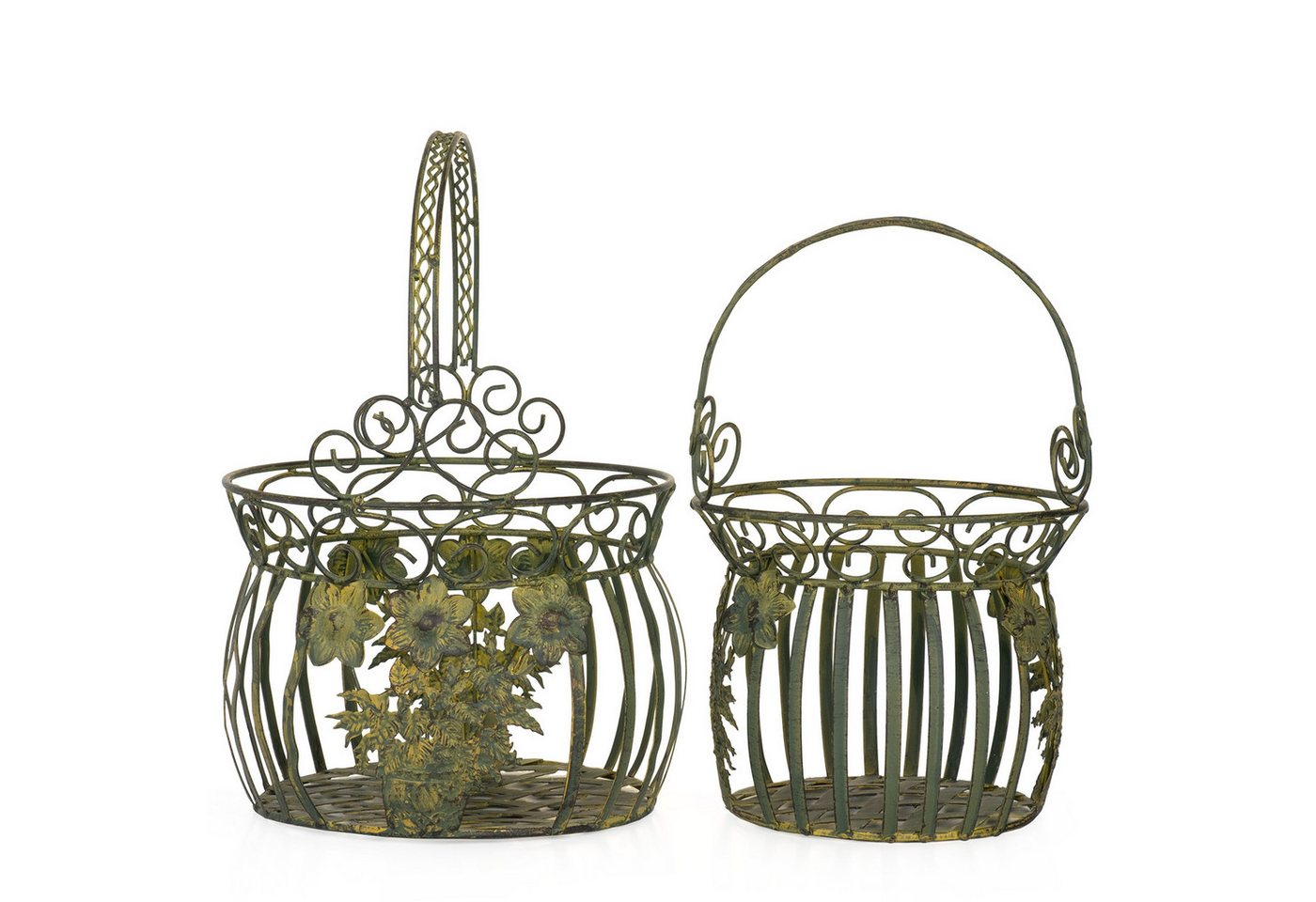 Moritz Blumentopf Pflanzkörbe Metall 2er Set alt grün CB-17-AG, Pflanztopf von Moritz