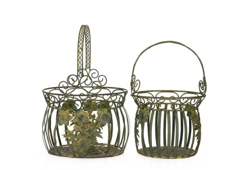 Moritz Blumentopf Pflanzkörbe Metall 2er Set alt grün CB-17-AG, Pflanztopf von Moritz