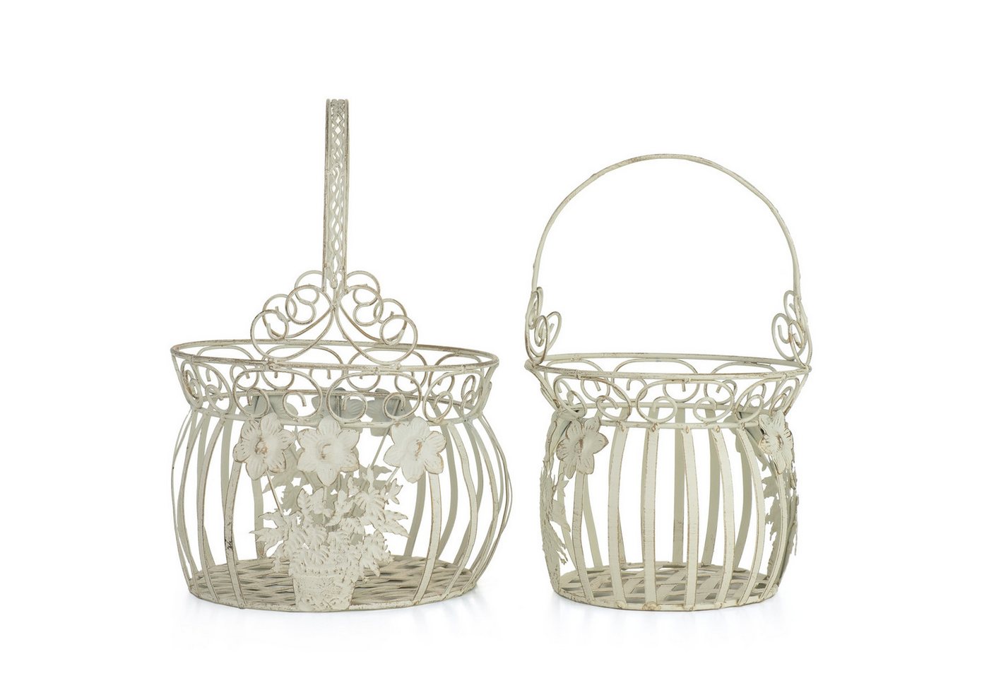 Moritz Blumentopf Pflanzkörbe Metall 2er Set weiss CB-17-W, Blumentopf Pflanzkorb Pflanzkübel Pflanzenampel Gartendeko Hängekorb von Moritz