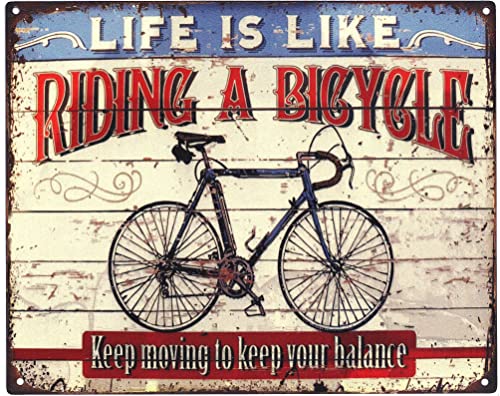 Moritz Deko Blechschild Life is Like Riding a Bicycle 20 x 25 cm Retro Geschenk-Idee aus Metall Vintage-Design zur Dekoration von Moritz