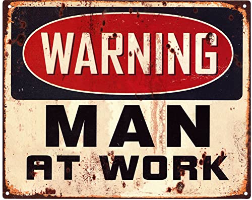 Moritz Deko Blechschild Warning Man at Work 20 x 25 cm Retro Geschenk-Idee aus Metall Vintage-Design zur Dekoration von Moritz