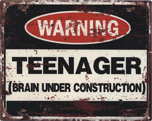 Moritz Deko Blechschild Warning Teenager Brain 20 x 25 cm Metallschild Retro Vintage von Moritz