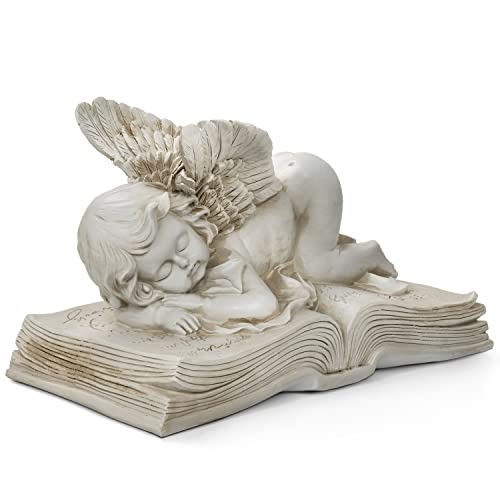 Moritz Deko Engel Figur Engelsfiguren Mädchen schlafend auf Buch Dekoration Engelchen Skulptur Schutzengel von Moritz
