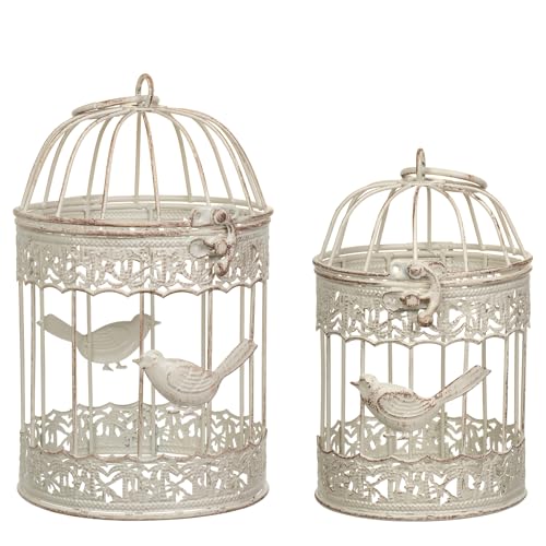 Moritz Deko Käfig Windlicht Dekokäfig Pflanzkäfig Vogelkäfig 2er Set Garten Shabby Weiss von Moritz