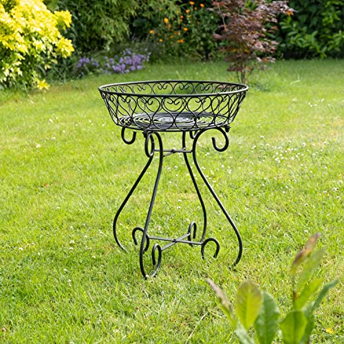 Moritz Deko Pflanztisch 61 cm x Ø 48cm Pflanzständer Pflanzbehälter Indoor Outdoor Pflanztopf für Garten Terasse Stehend Blumentopfhalter von Moritz