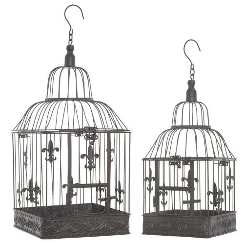 Moritz Deko-Vogelkäfig Vogelkäfig Antik Kolonialstil Antik Shabby Style Käfig Nostalgie Landhausstil VK3VK-AB (Set) von Moritz