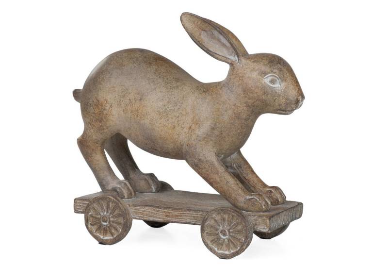 Moritz Dekofigur Dekofigur Hase aus Resin 19 cm hoch, Hase auf Rollen Osterhase Geschenk Dekoration Wohnzimmer von Moritz