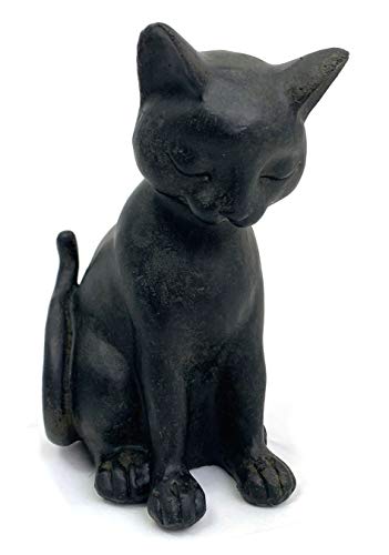 Moritz Figur Sitzende Schwarze Müde Katze 20 cm Höhe Kater Kantenhocker Dekofigur Katzen von Moritz