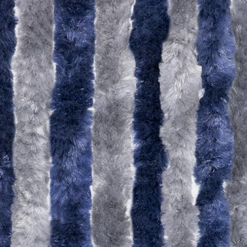 Moritz Flauschvorhang aus Chenille 100 x 230 cm blau grau Türvorhang als Fliegenschutz Insektenschutz für Camping Wohnwagen von Moritz