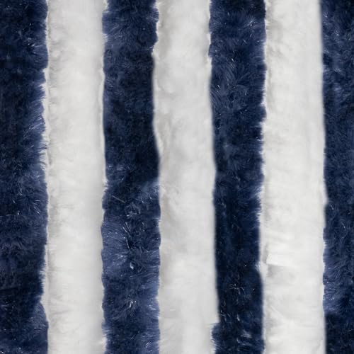 Moritz Flauschvorhang aus Chenille 100 x 230 cm blau weiß Türvorhang als Fliegenschutz Insektenschutz für Camping Wohnwagen von Moritz