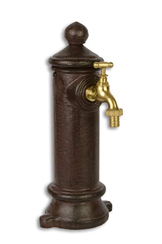 Moritz Garten Brunnen mit Wasseranschluss Einlass 1/2 Zoll Nostalgie Standbrunnen Zapfstelle Braun mit Zubehör 29,7 cm Wasserhahn von Moritz