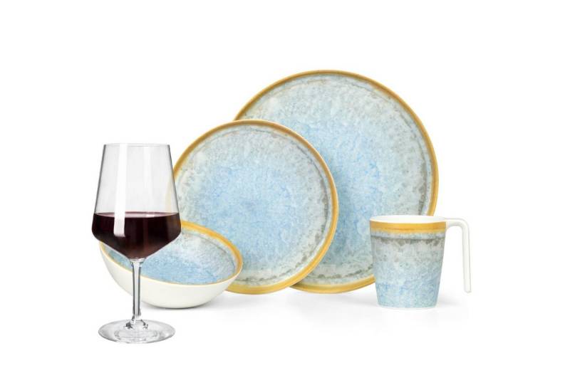 Moritz Geschirr-Set Camping Geschirr Crystal Blue + Milano Rotweingläsern von Moritz