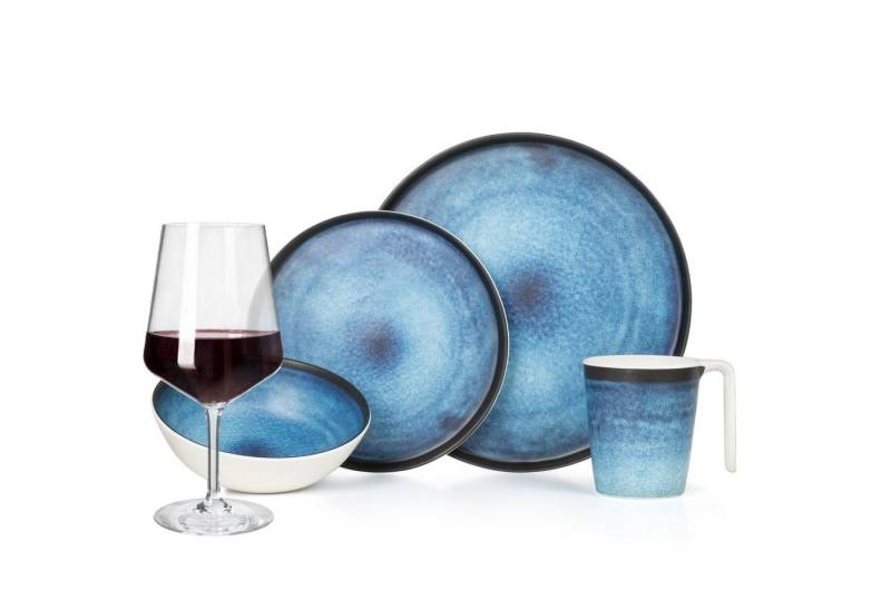 Moritz Geschirr-Set Camping Geschirr Deep Ocean + Milano Rotweingläsern von Moritz
