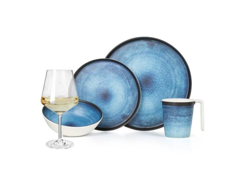 Moritz Geschirr-Set Camping Geschirr Deep Ocean + Milano Weißweingläsern von Moritz
