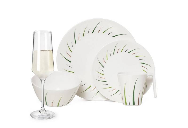 Moritz Geschirr-Set Camping Geschirr Limon 4 Personen + 4 Milano Champagnergläser von Moritz
