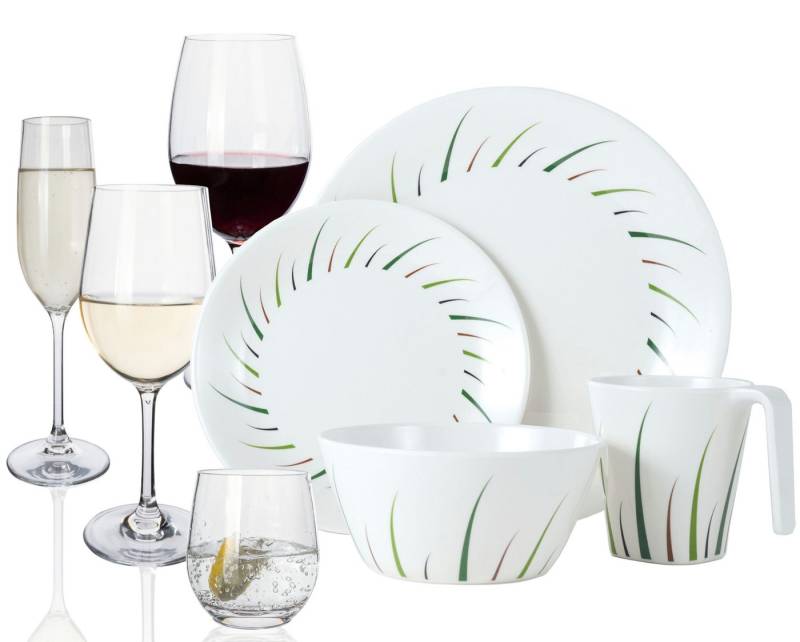Moritz Geschirr-Set Camping Geschirr Set 4 Personen Limon 16 Teilig + 16 Tiamo Gläser von Moritz