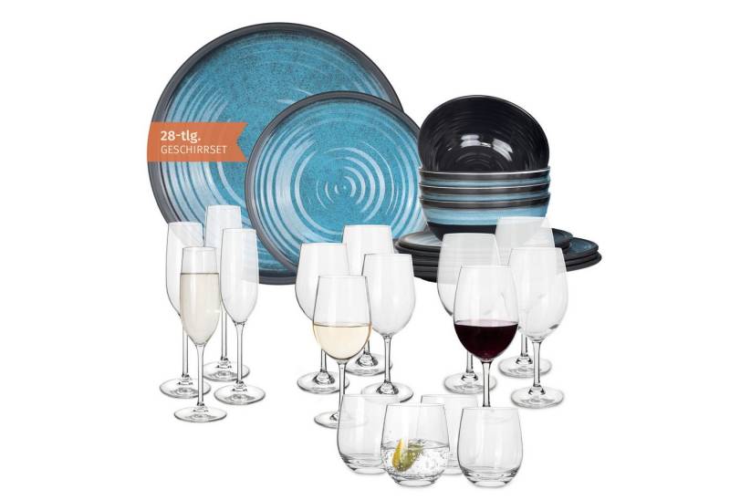 Moritz Geschirr-Set Camping Geschirr Stone Blue + 16 Tiamo Gläsern Moritz Geschirr-Set Camping Geschirr Stone Blue + 16 Tiamo Gläsern von Moritz