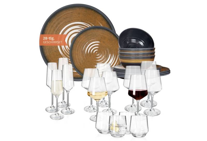 Moritz Geschirr-Set Camping Geschirr Stone Curry + 16 Milano Gläsern Moritz Geschirr-Set Camping Geschirr Stone Curry + 16 Milano Gläsern von Moritz