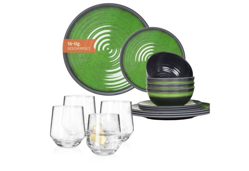 Moritz Geschirr-Set Camping Geschirr Stone Green + Milano Wassergläsern Moritz Geschirr-Set Camping Geschirr Stone Green + Milano Wassergläsern von Moritz