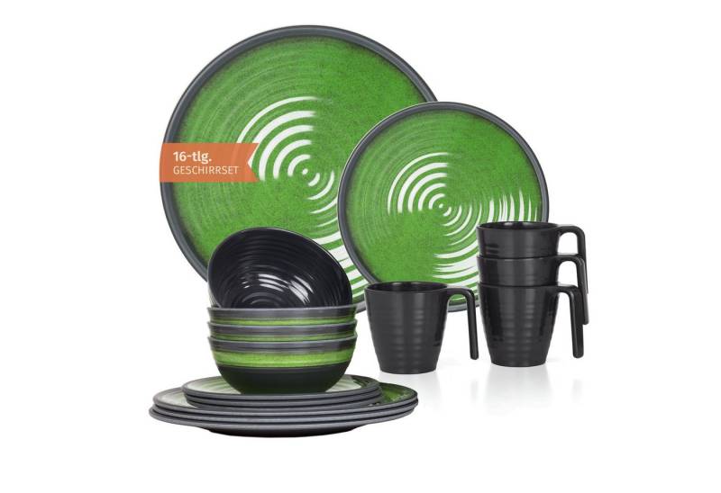 Moritz Geschirr-Set Camping Geschirr Stone Green Geschirr 16 tlg. von Moritz