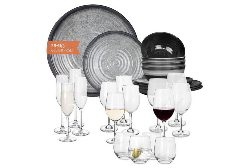 Moritz Geschirr-Set Camping Geschirr Stone Grey + 16 Tiamo Gläsern Moritz Geschirr-Set Camping Geschirr Stone Grey + 16 Tiamo Gläsern von Moritz
