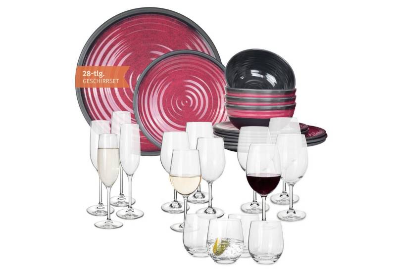 Moritz Geschirr-Set Camping Geschirr Stone Red + 16 Tiamo Gläsern Moritz Geschirr-Set Camping Geschirr Stone Red + 16 Tiamo Gläsern von Moritz