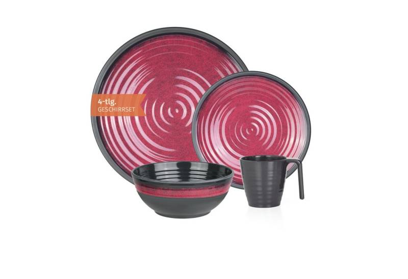 Moritz Geschirr-Set Camping Geschirr Stone Red 4-teilig von Moritz