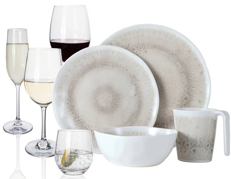 Moritz Geschirr-Set Campinggeschirr Melamin Geschirrset Amboss Design Picknick Camping, Melamin von Moritz
