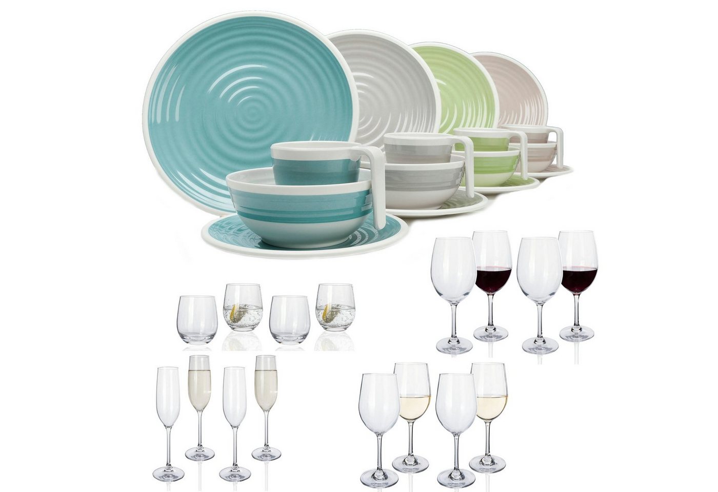 Moritz Geschirr-Set Harmonie Camping Geschirr Set 4 Personen + 16 Gläser Moritz Geschirr-Set Harmonie Camping Geschirr Set 4 Personen + 16 Gläser von Moritz