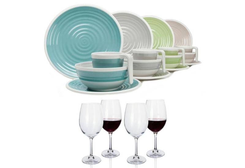 Moritz Geschirr-Set Harmonie Camping Geschirr Set 4 Personen + 4 Rotweingläser Moritz Geschirr-Set Harmonie Camping Geschirr Set 4 Personen + 4 Rotweingläser von Moritz
