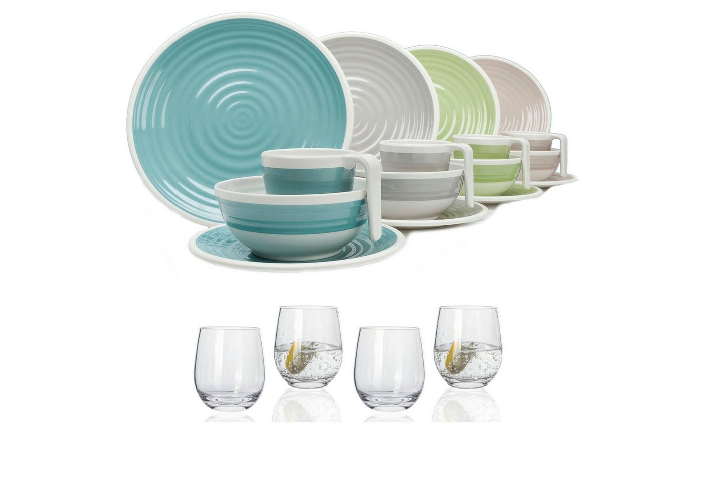 Moritz Geschirr-Set Harmonie Camping Geschirr Set 4 Personen + 4 Wassergläser Moritz Geschirr-Set Harmonie Camping Geschirr Set 4 Personen + 4 Wassergläser von Moritz