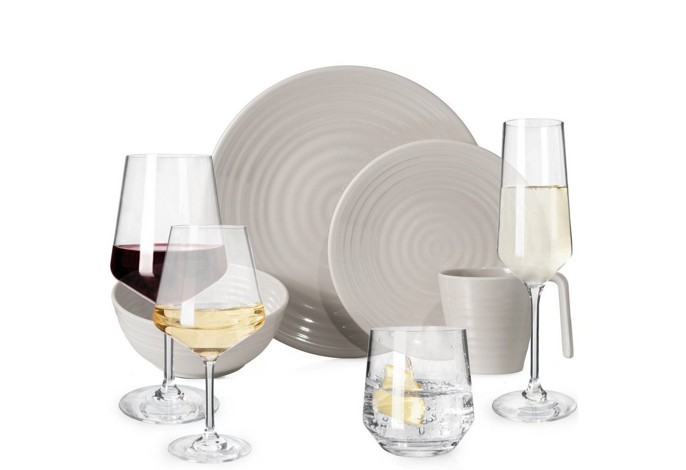 Moritz Geschirr-Set Melamin Camping Geschirr Coffee + Milano alle Gläsern von Moritz