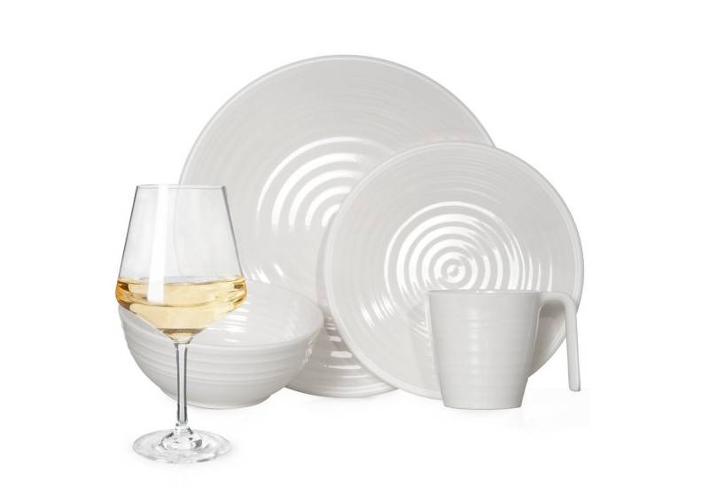 Moritz Geschirr-Set Melamin Camping Geschirr Crema + Milano Weißwein Gläser von Moritz