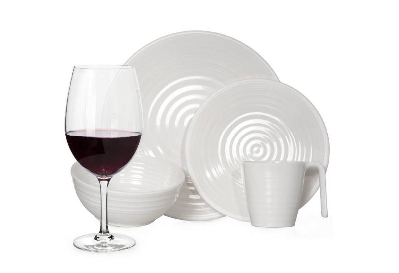 Moritz Geschirr-Set Melamin Camping Geschirr Crema + Tiamo Rotwein Gläser von Moritz