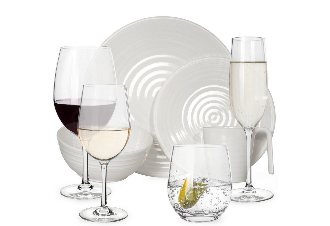 Moritz Geschirr-Set Melamin Camping Geschirr Crema + Tiamo alle Gläsern von Moritz