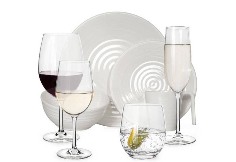 Moritz Geschirr-Set Melamin Camping Geschirr Crema + Tiamo alle Gläsern von Moritz