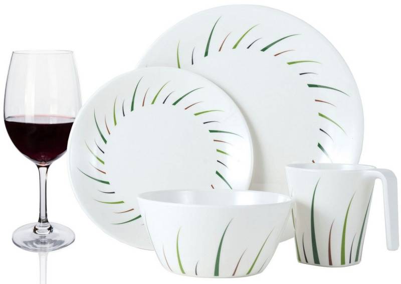 Moritz Geschirr-Set Melamin Camping Geschirr Set 4 Personen Teilig + 4 Tiamo Rotweingläser Moritz Geschirr-Set Melamin Camping Geschirr Set 4 Personen Teilig + 4 Tiamo Rotweingläser von Moritz