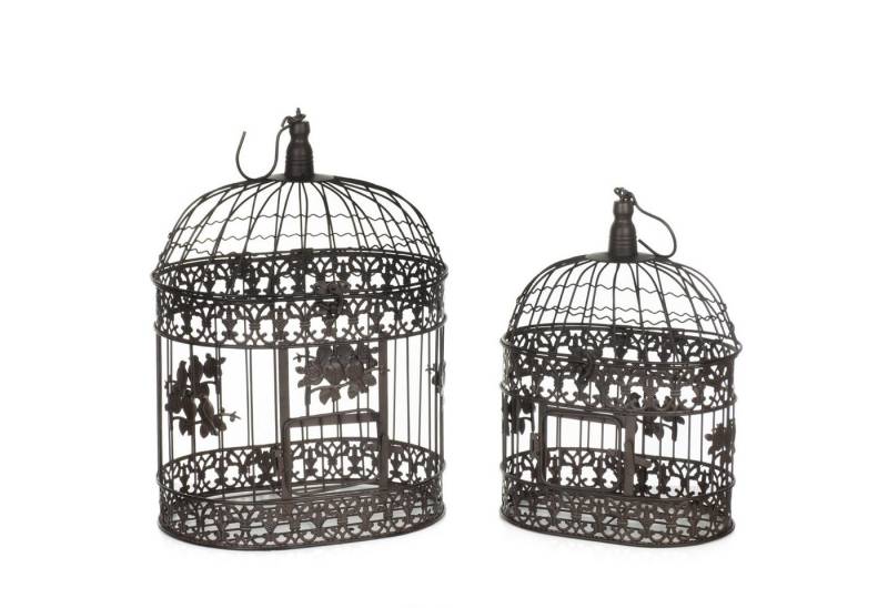 Moritz Hängedekoration Deko-Vogelkäfig 2er-Set Metall altbraun Ø 30/24,5 cm (Set), Pflanzkäfig Dekokäfig für Blumen Kerzen Dekoration Hängedeko Windlicht von Moritz