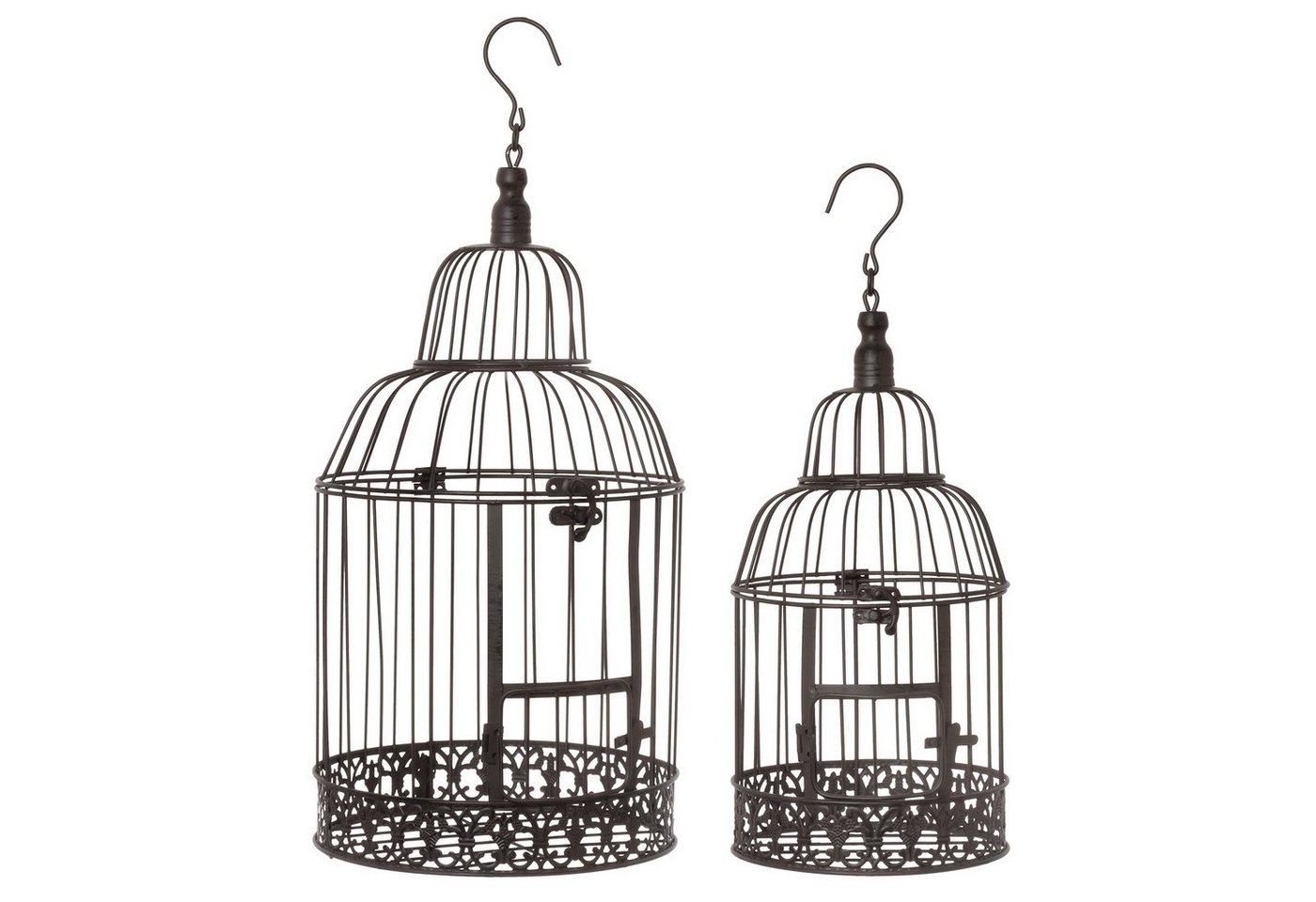 Moritz Hängedekoration Deko-Vogelkäfig braun rund 2er Set verziert, Pflanzkäfig Dekokäfig für Blumen Kerzen Dekoration Hängedeko Windlicht von Moritz
