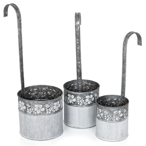Moritz Hängetopf Pflanztopf Übertopf Set Zink Hängeübertopf Kräutertopf Shabby Vintage von Moritz