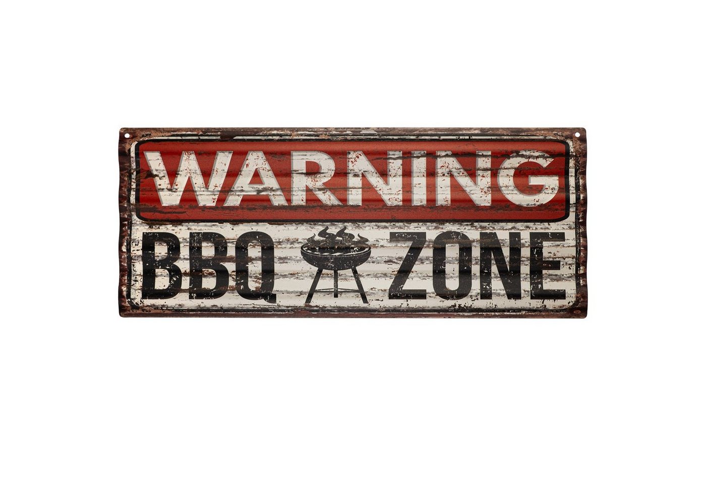 Moritz Metallschild BBQ Zone Warning Barbecue Grill Smoker, Blechschild 59 x 24 cm Retro Vintage Wand Schild Küche von Moritz